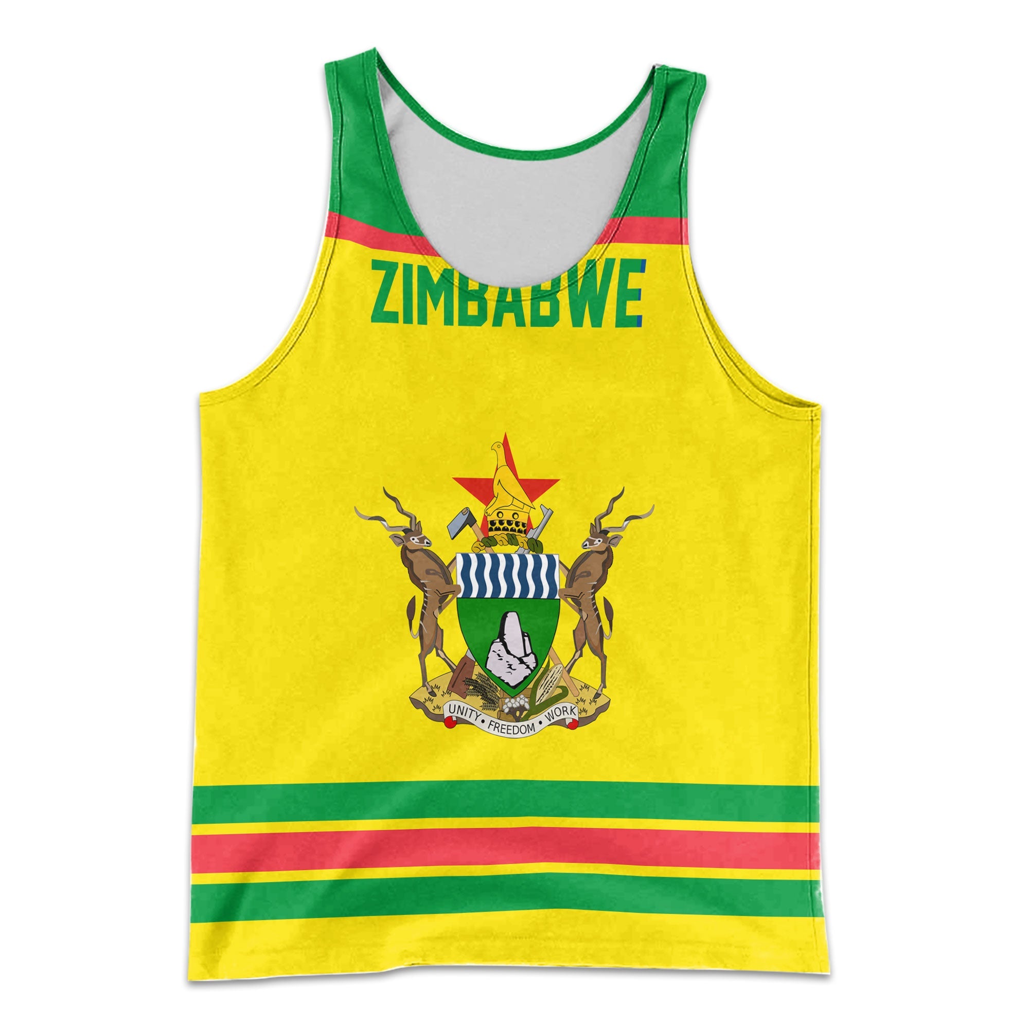 Zimbabwe Men Tank Top Flag & Coat Of Arms Hockey Style