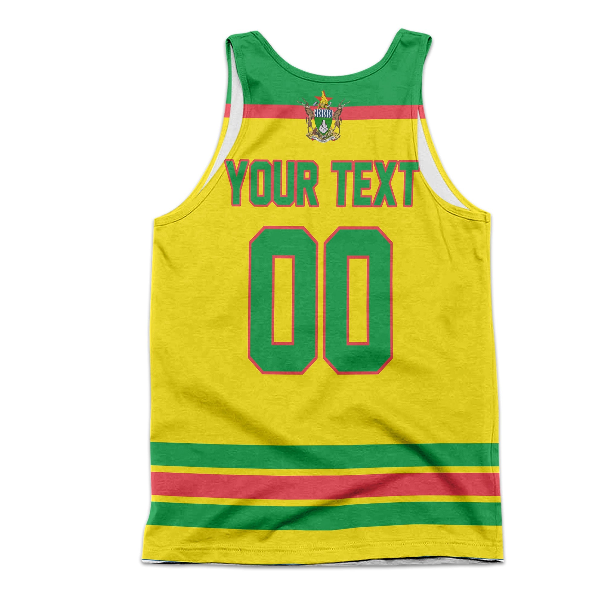 Zimbabwe Men Tank Top Flag & Coat Of Arms Hockey Style