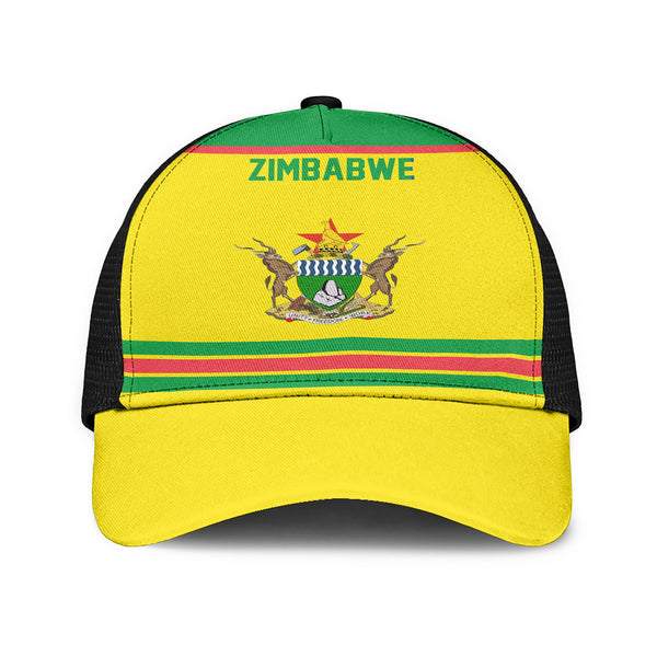 Zimbabwe Mesh Back Cap Flag & Coat Of Arms Hockey Style