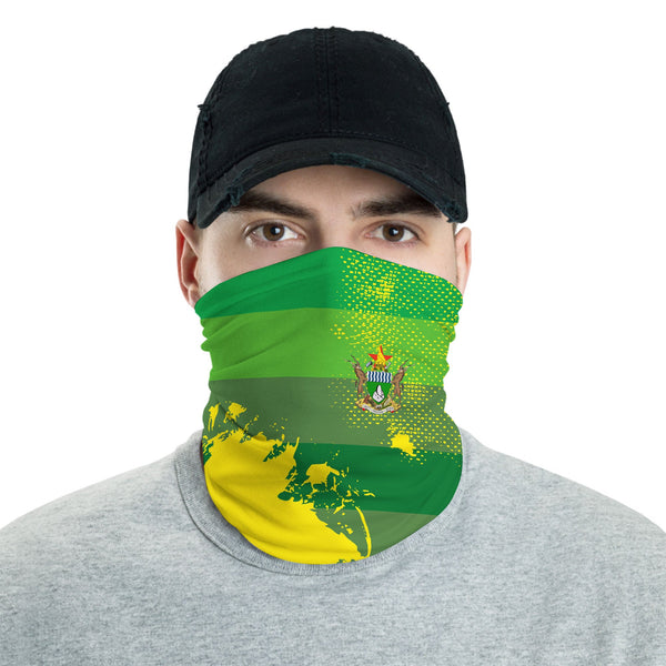 Zimbabwe Neck Gaiter Flag & Coat Of Arms Paint Style