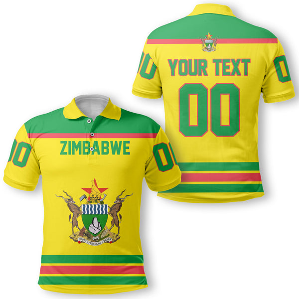 Zimbabwe Polo Shirt Flag & Coat Of Arms Hockey Style