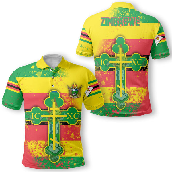 Zimbabwe Polo Shirt Flag & Coat Of Arms Orthodox Style