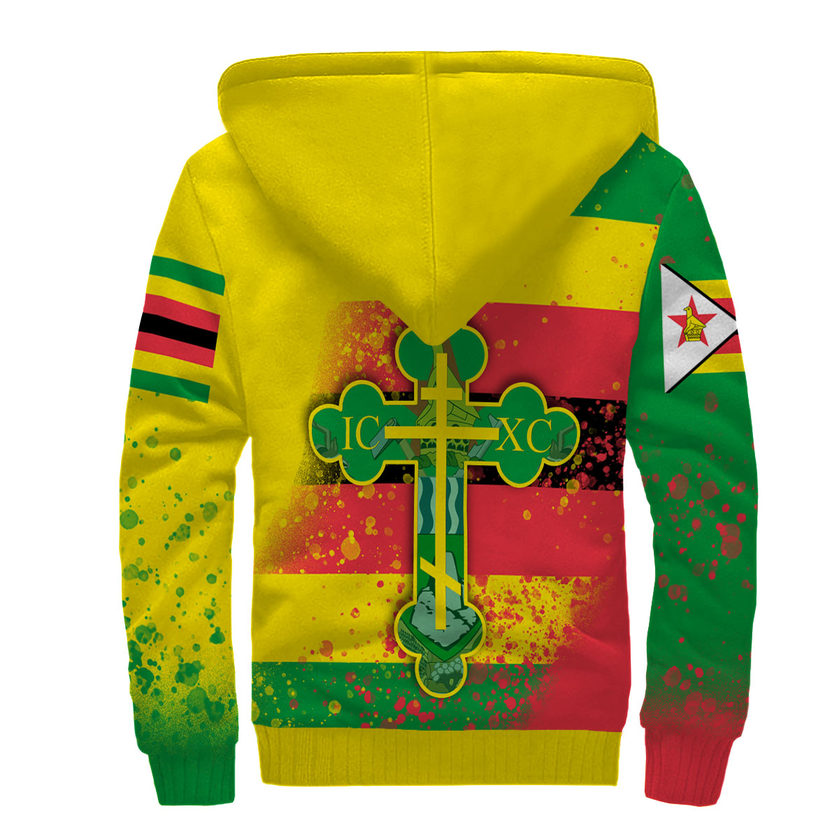 Zimbabwe Sherpa Hoodie Flag & Coat Of Arms Orthodox Style