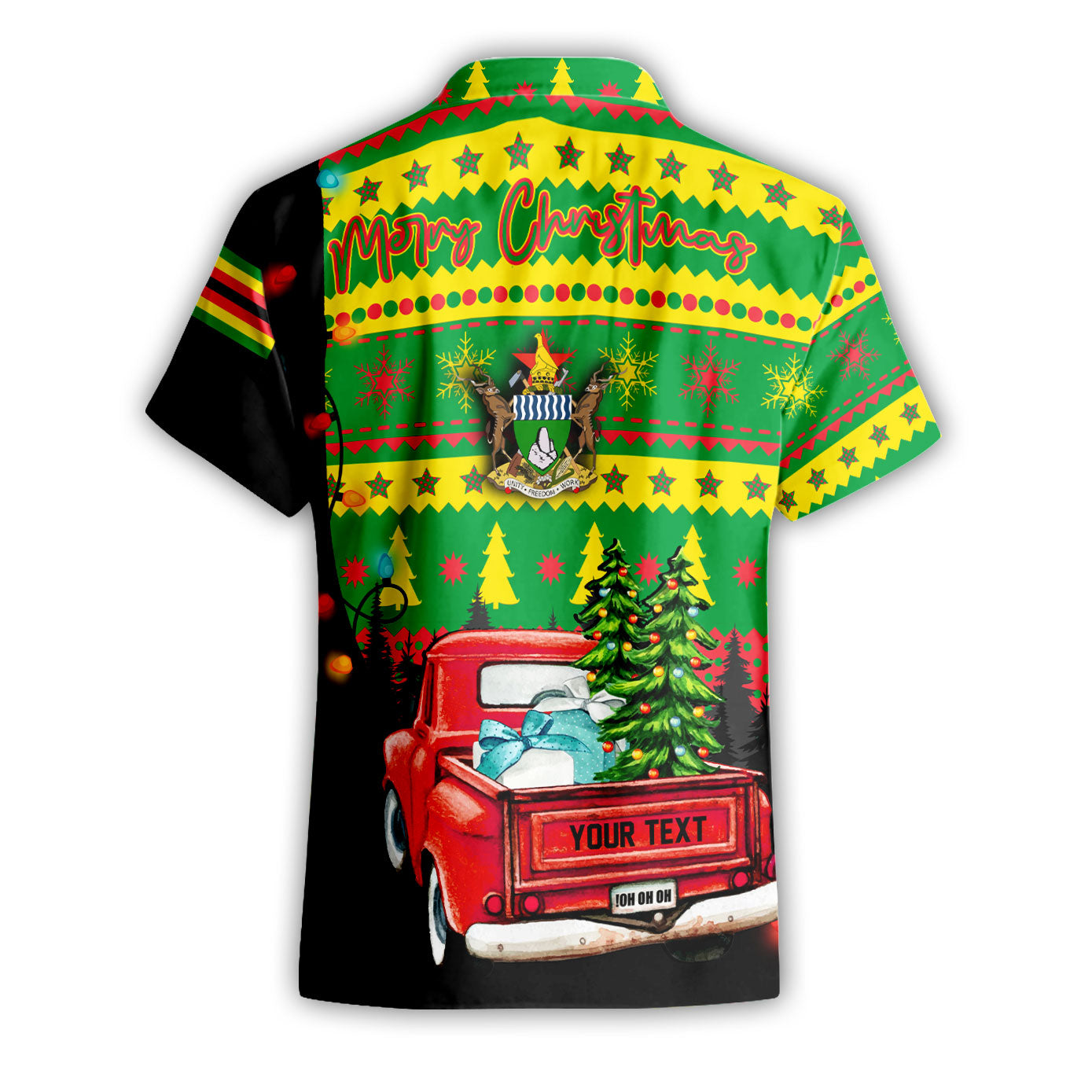 Zimbabwe Short Sleeve Shirt Coat Of Arms Christmas Style