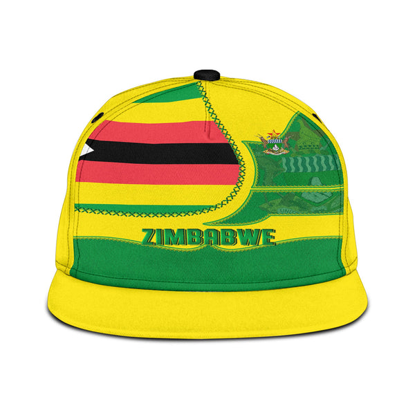 Zimbabwe Snapback Hat Flag & Coat Of Arms Leather Style