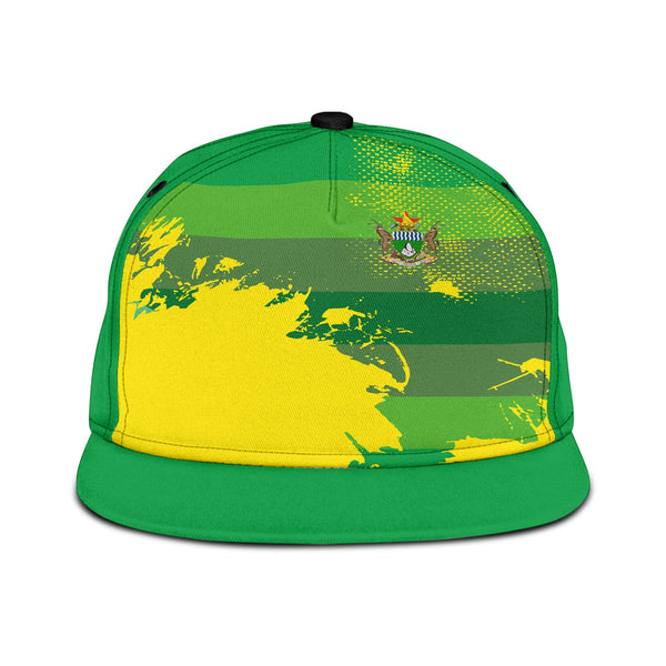 Zimbabwe Snapback Hat Flag & Coat Of Arms Paint Style