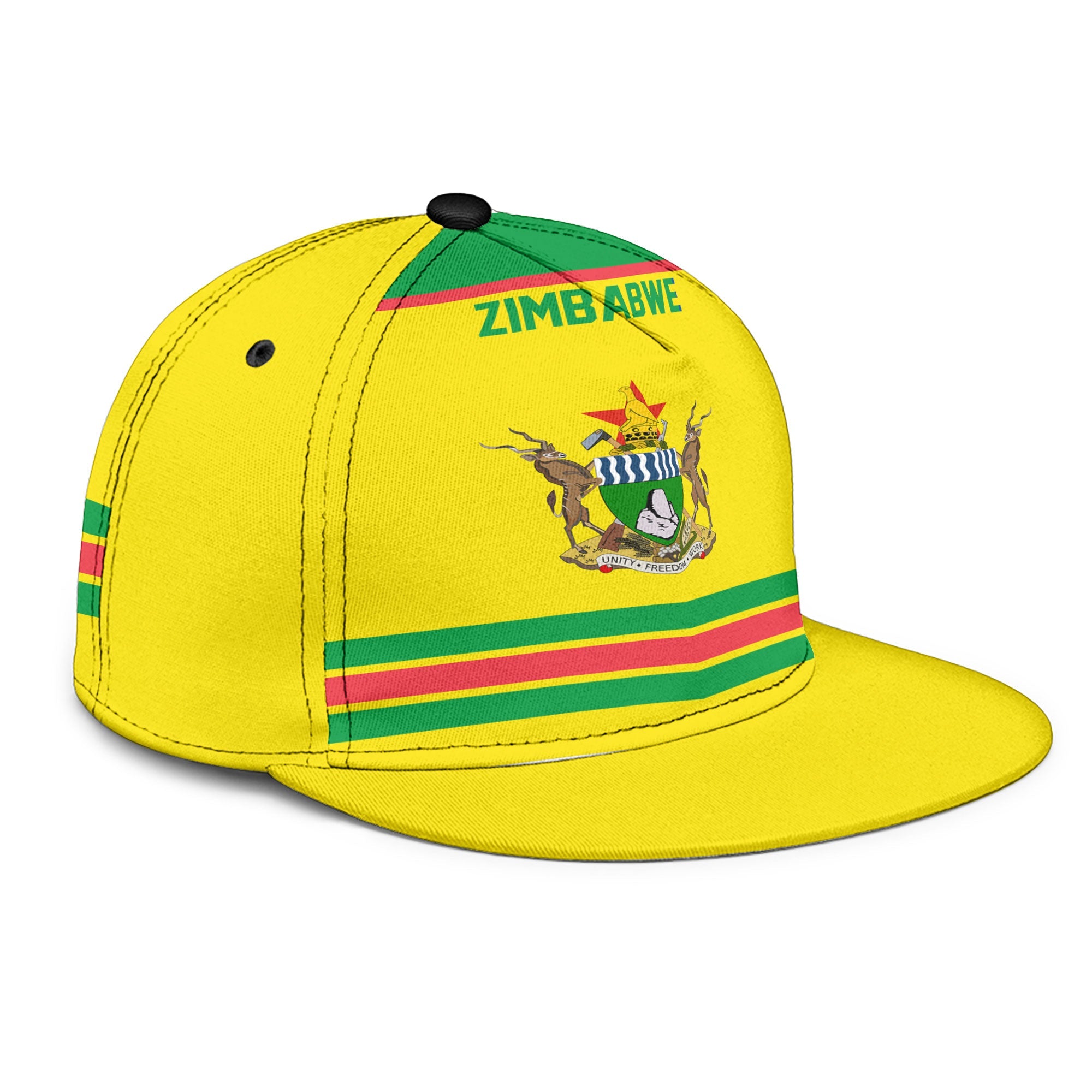 Zimbabwe Snapback Hat Flag & Coat Of Arms Hockey Style