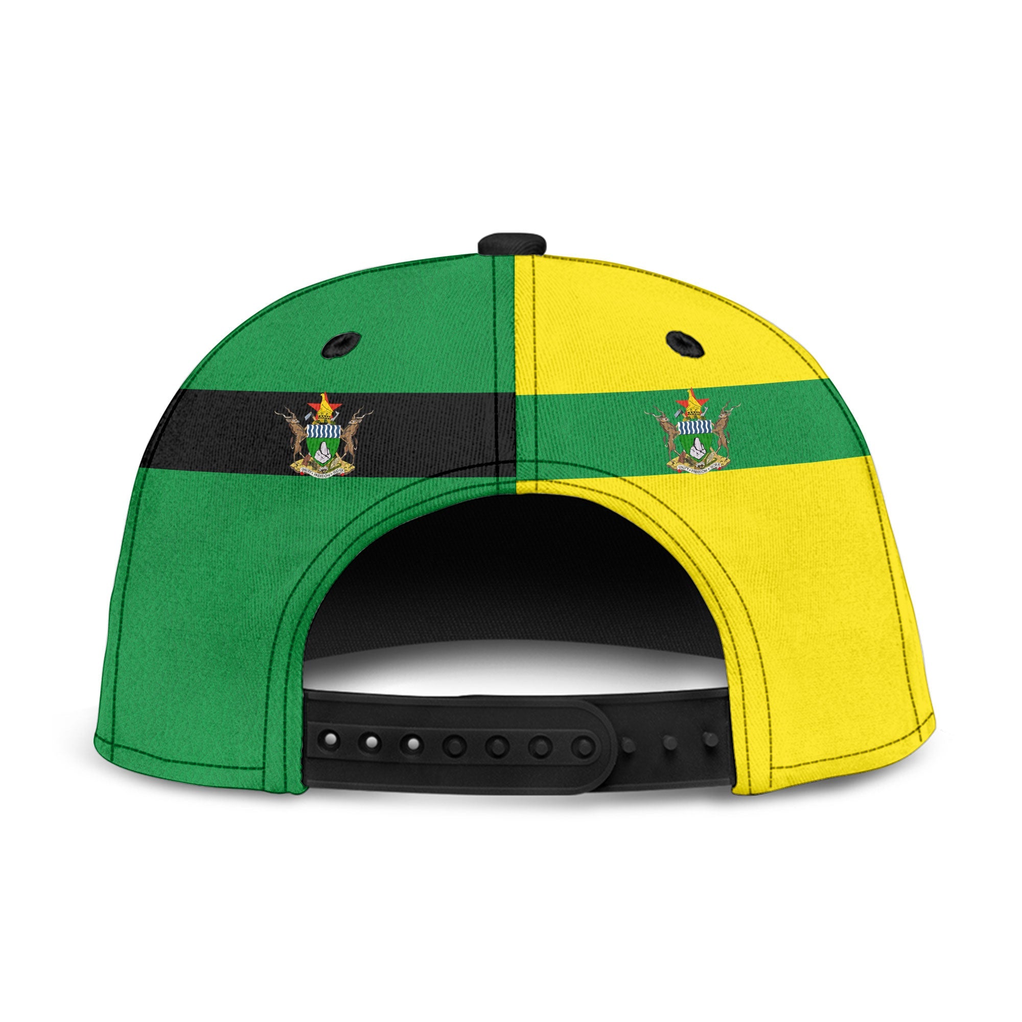 Zimbabwe Snapback Hat Flag & Coat Of Arms Leather Style