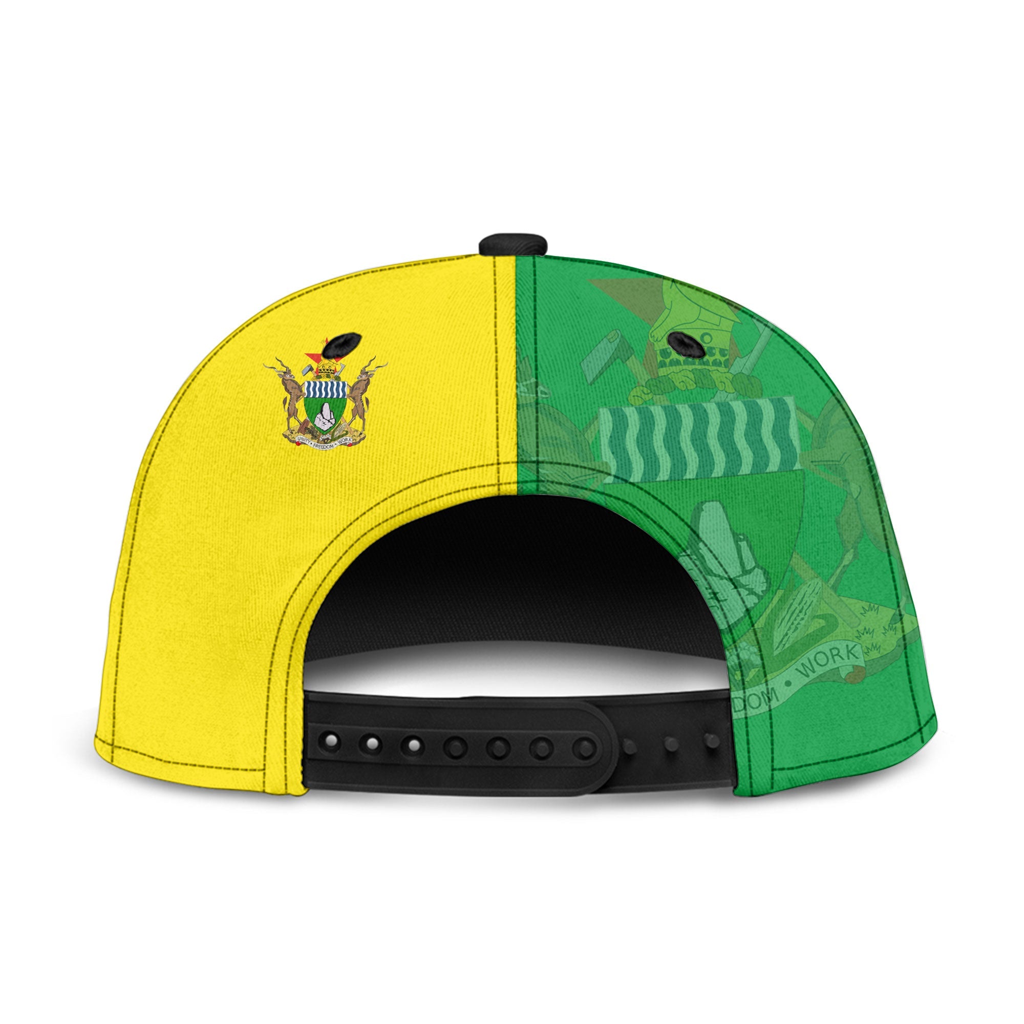 Zimbabwe Snapback Hat Flag & Coat Of Arms Skull Style