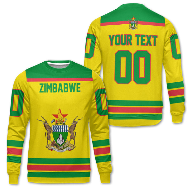 Zimbabwe Sweatshirt Flag & Coat Of Arms Hockey Style