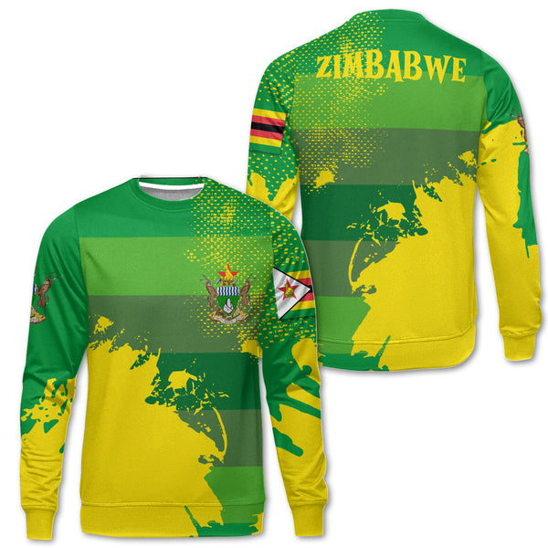 Zimbabwe Sweatshirt Flag & Coat Of Arms Paint Style