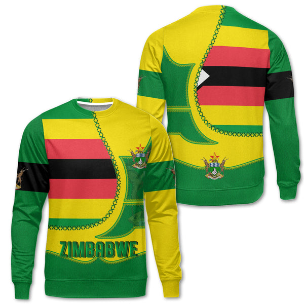 Zimbabwe Sweatshirt Flag & Coat Of Arms Leather Style