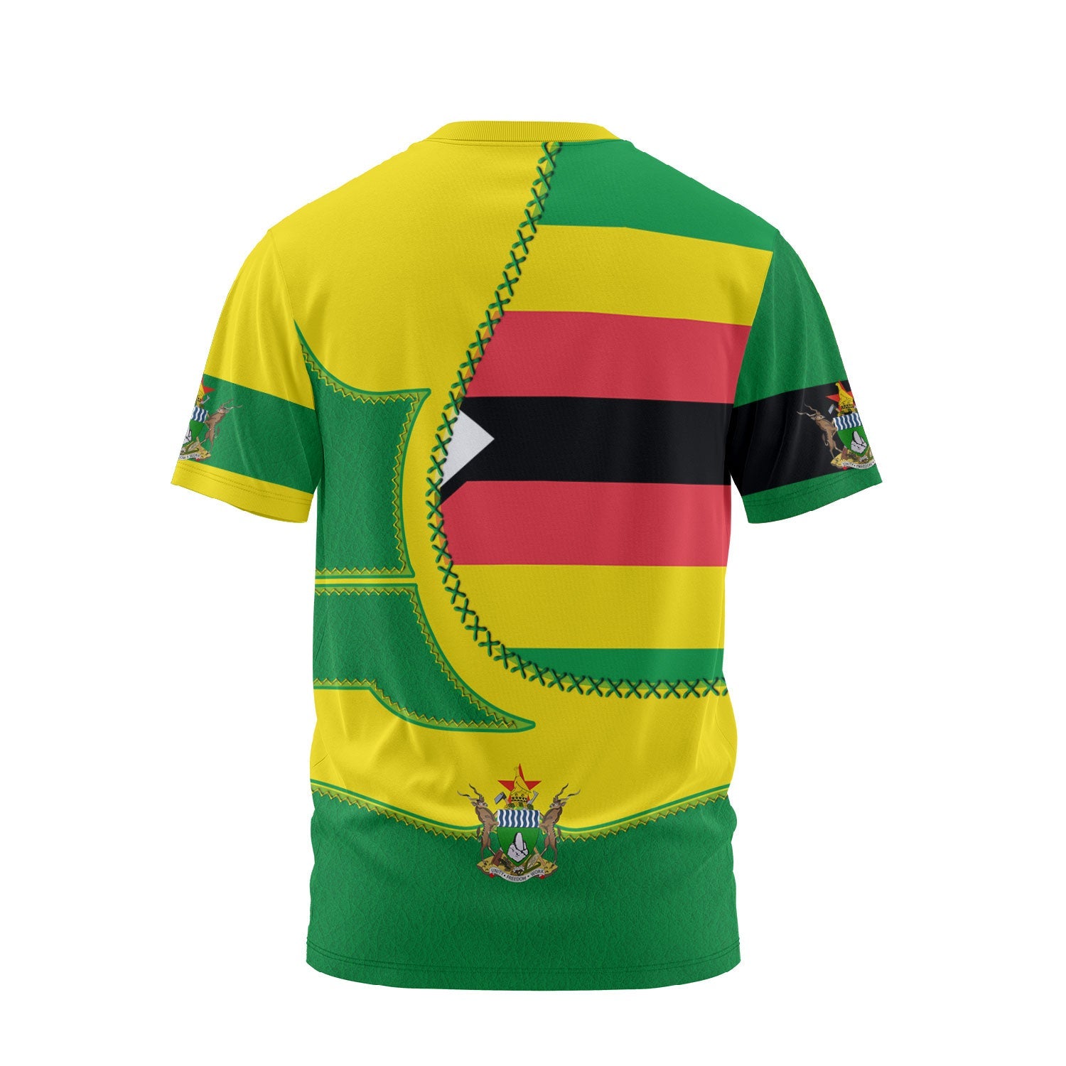 Zimbabwe T Shirt Flag & Coat Of Arms Leather Style