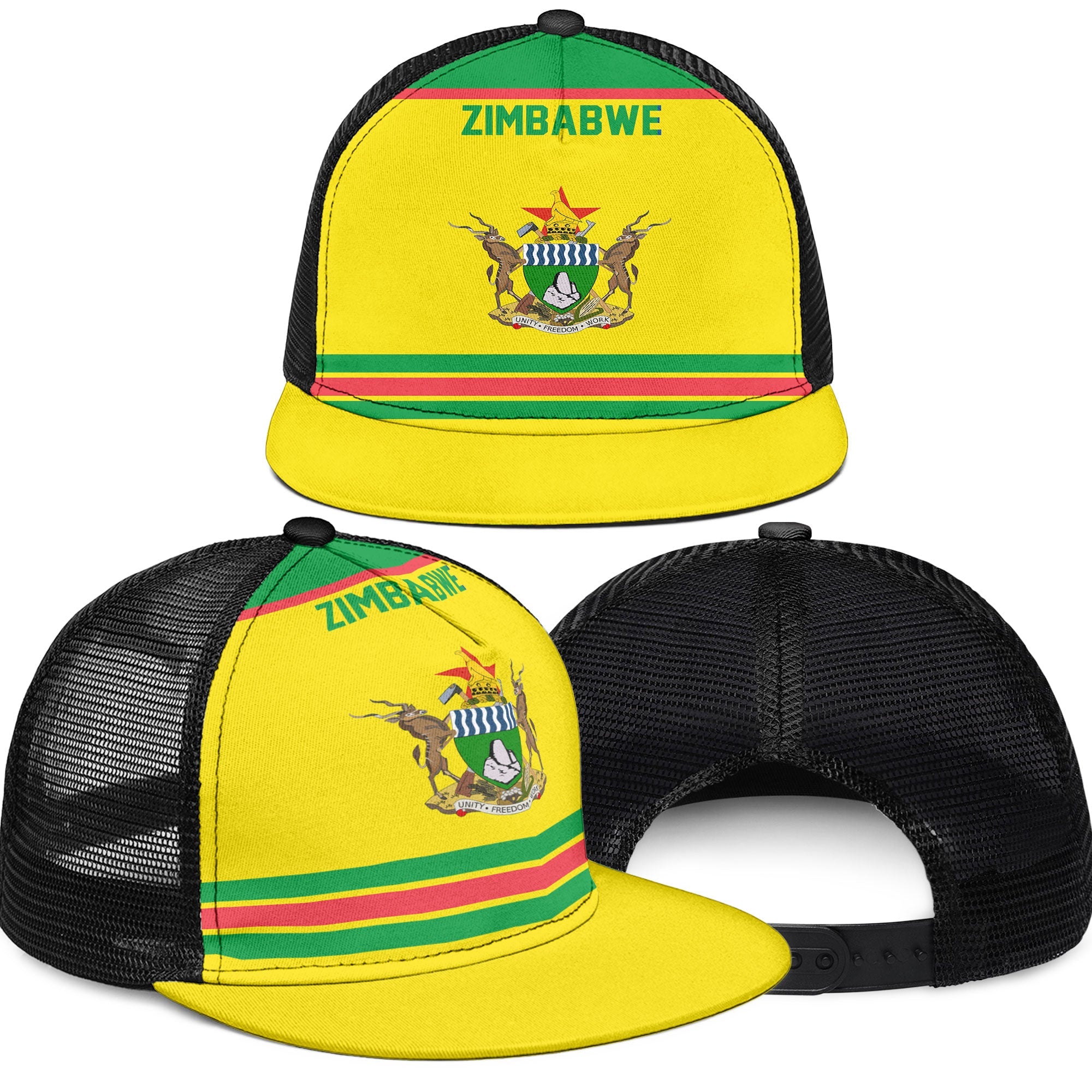 Zimbabwe Trucker Hat Flag & Coat Of Arms Hockey Style