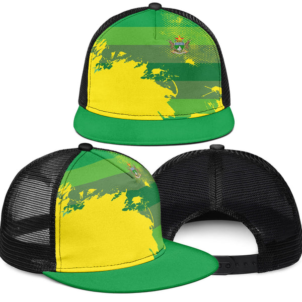 Zimbabwe Trucker Hat Flag & Coat Of Arms Paint Style