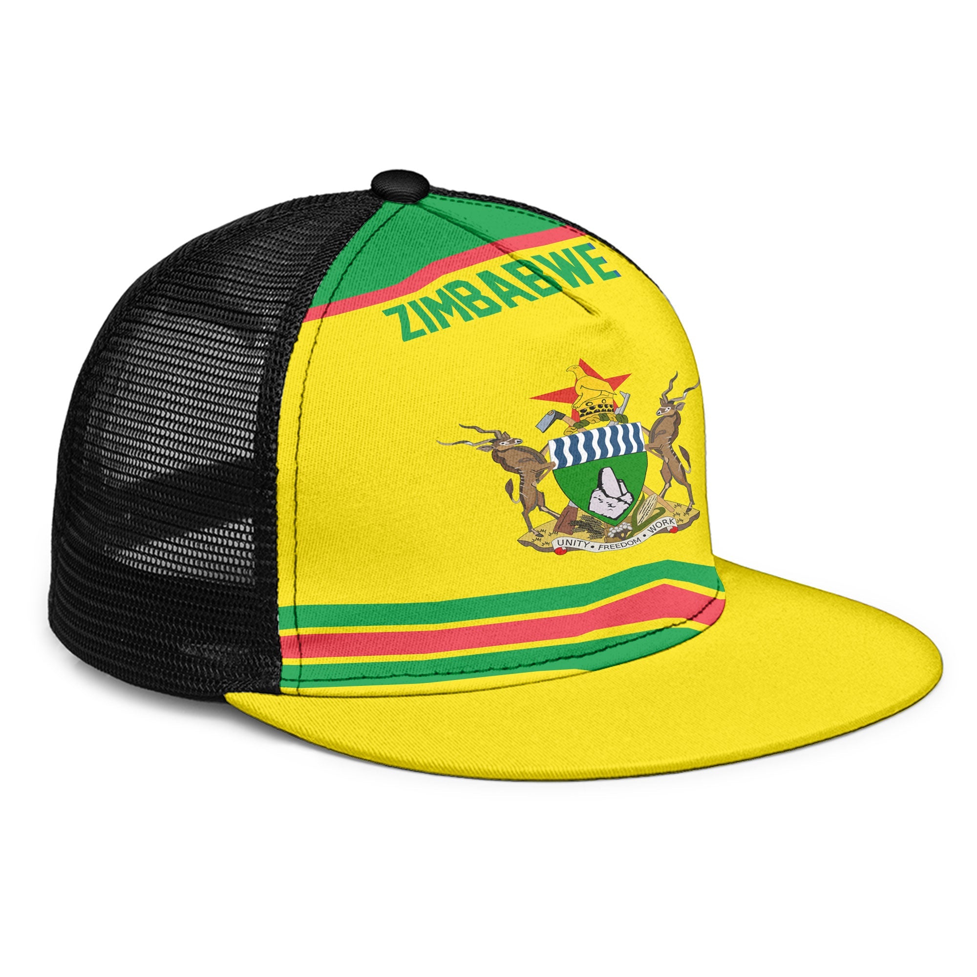 Zimbabwe Trucker Hat Flag & Coat Of Arms Hockey Style