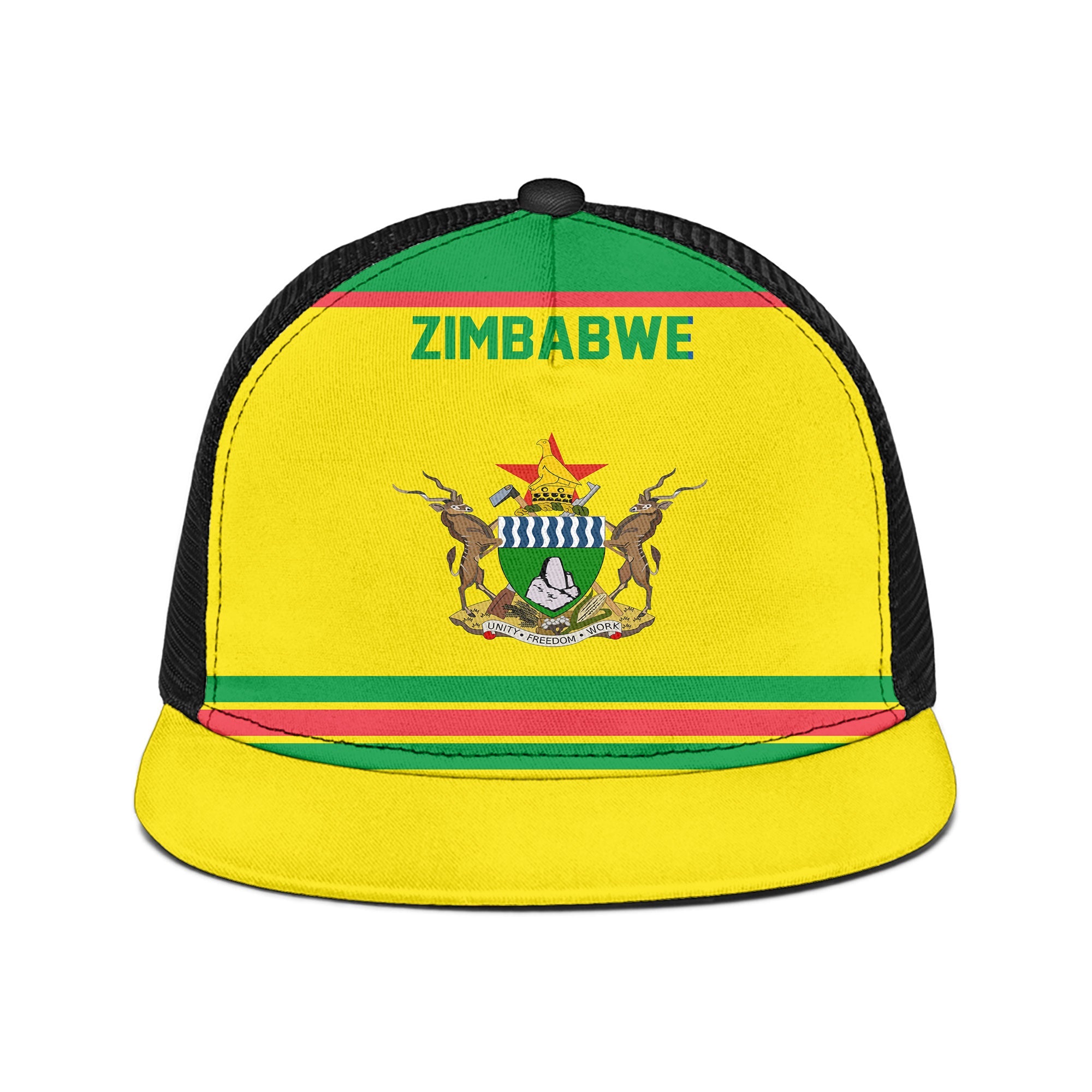 Zimbabwe Trucker Hat Flag & Coat Of Arms Hockey Style