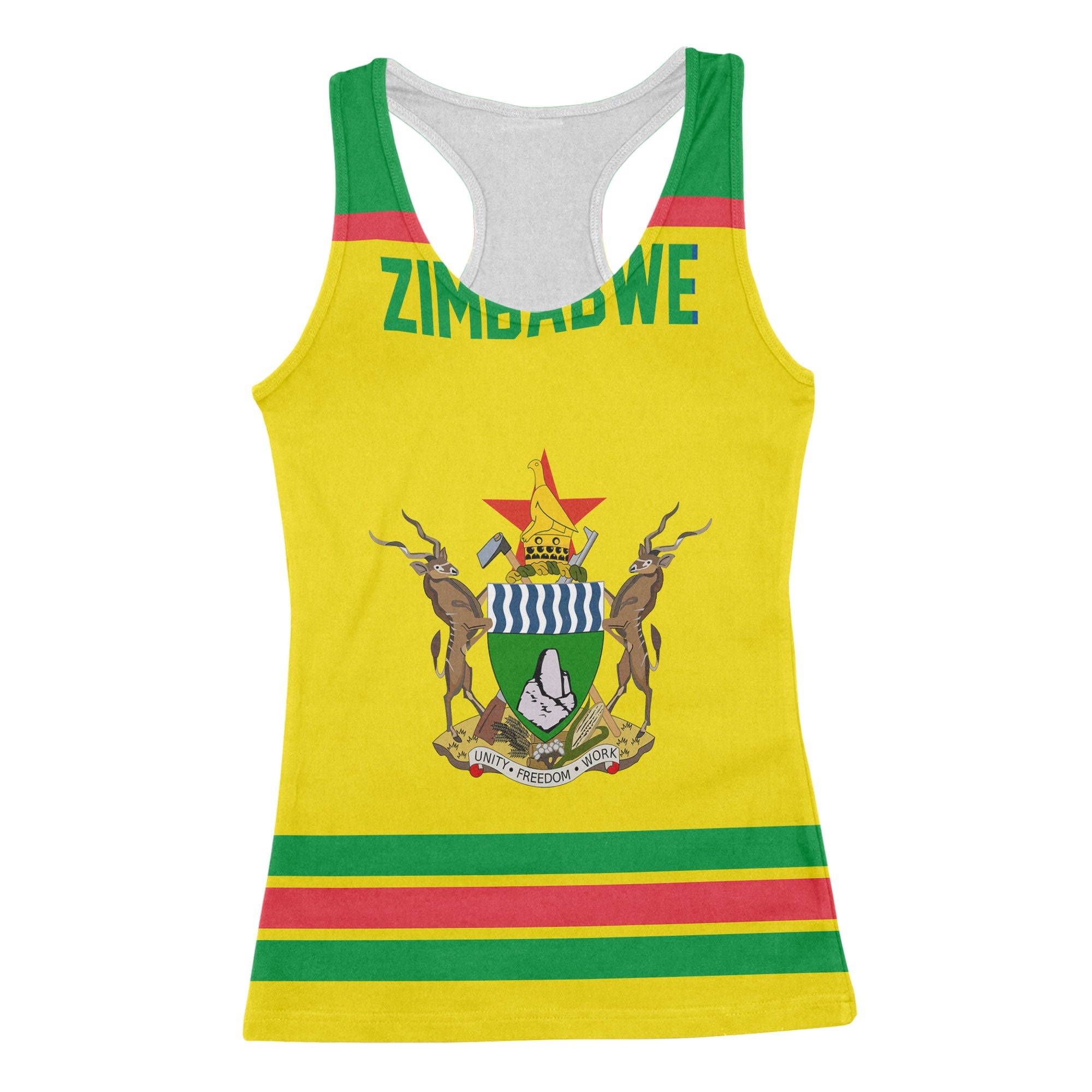 Zimbabwe Women Tank Top Flag & Coat Of Arms Hockey Style