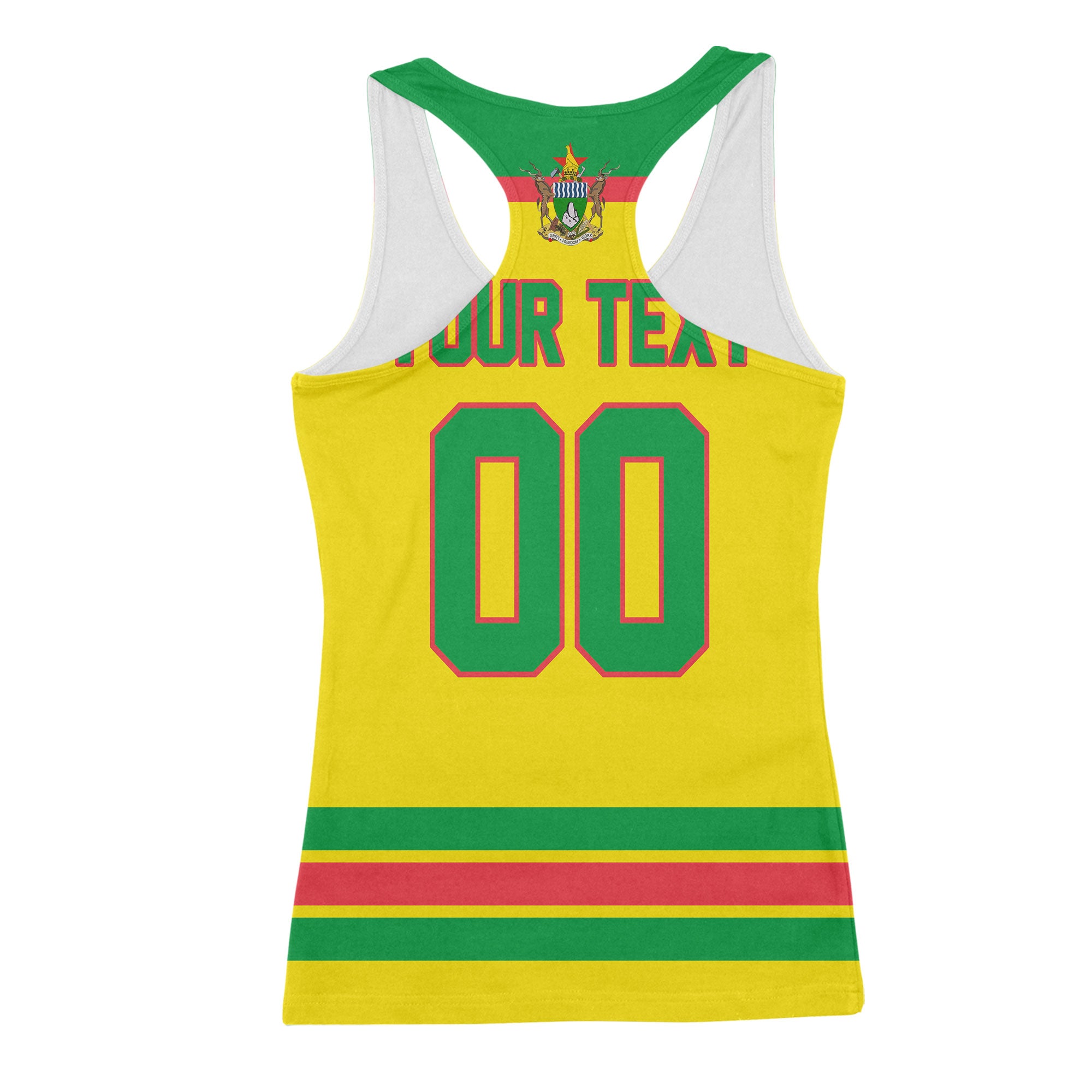 Zimbabwe Women Tank Top Flag & Coat Of Arms Hockey Style