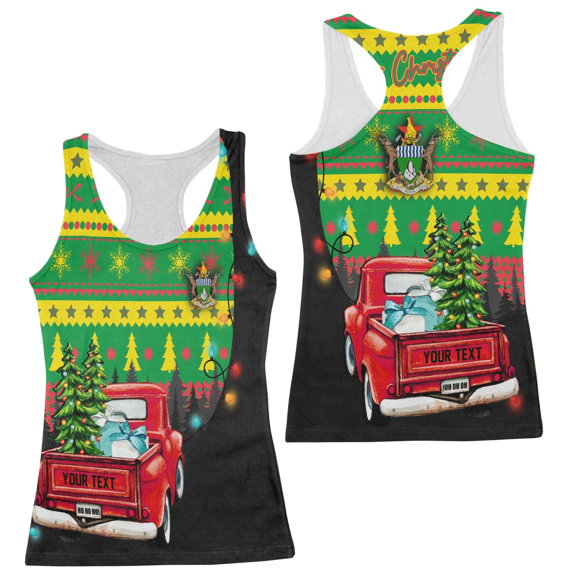 Zimbabwe Women Tank Top Coat Of Arms Christmas Style