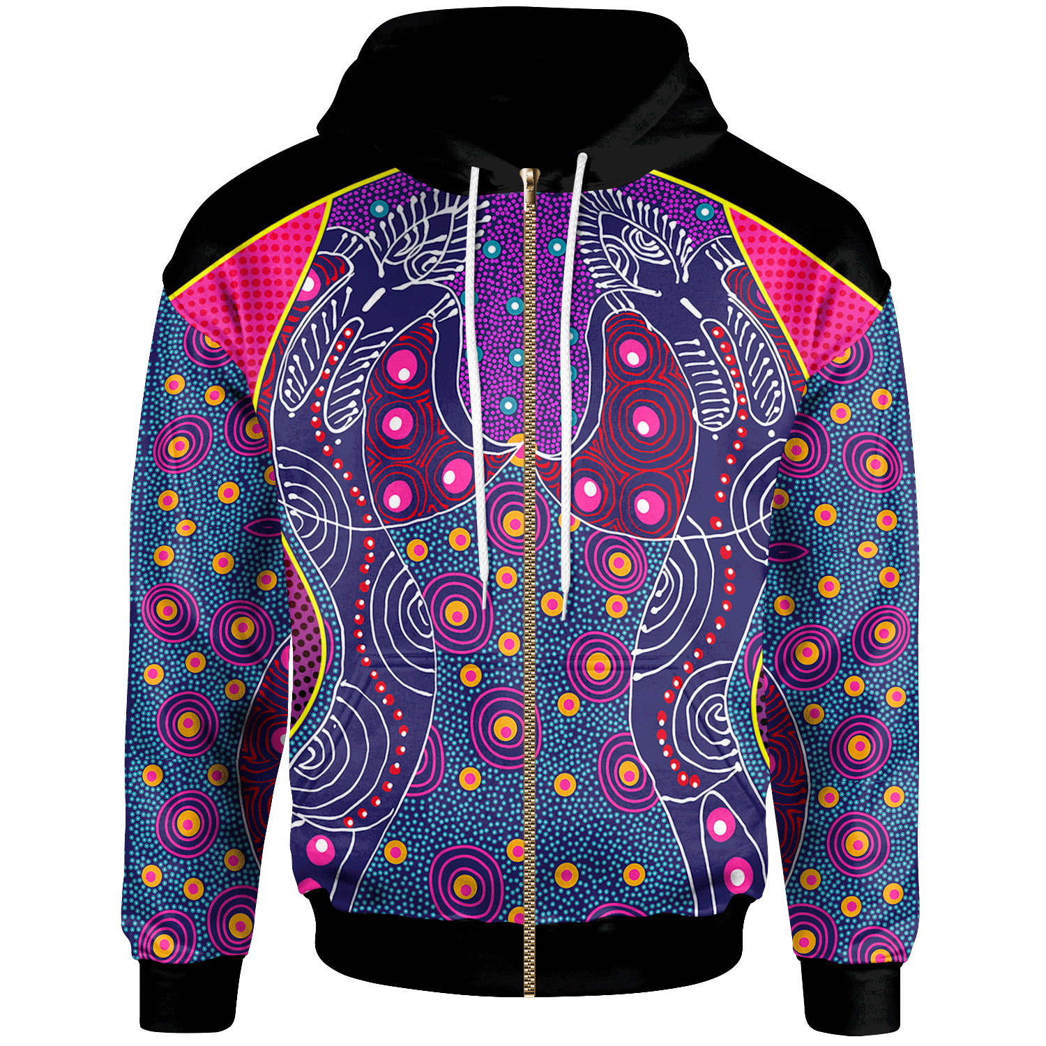 Zip Hoodie - Aboriginal Sublimation Dot Pattern Style (Violet) 