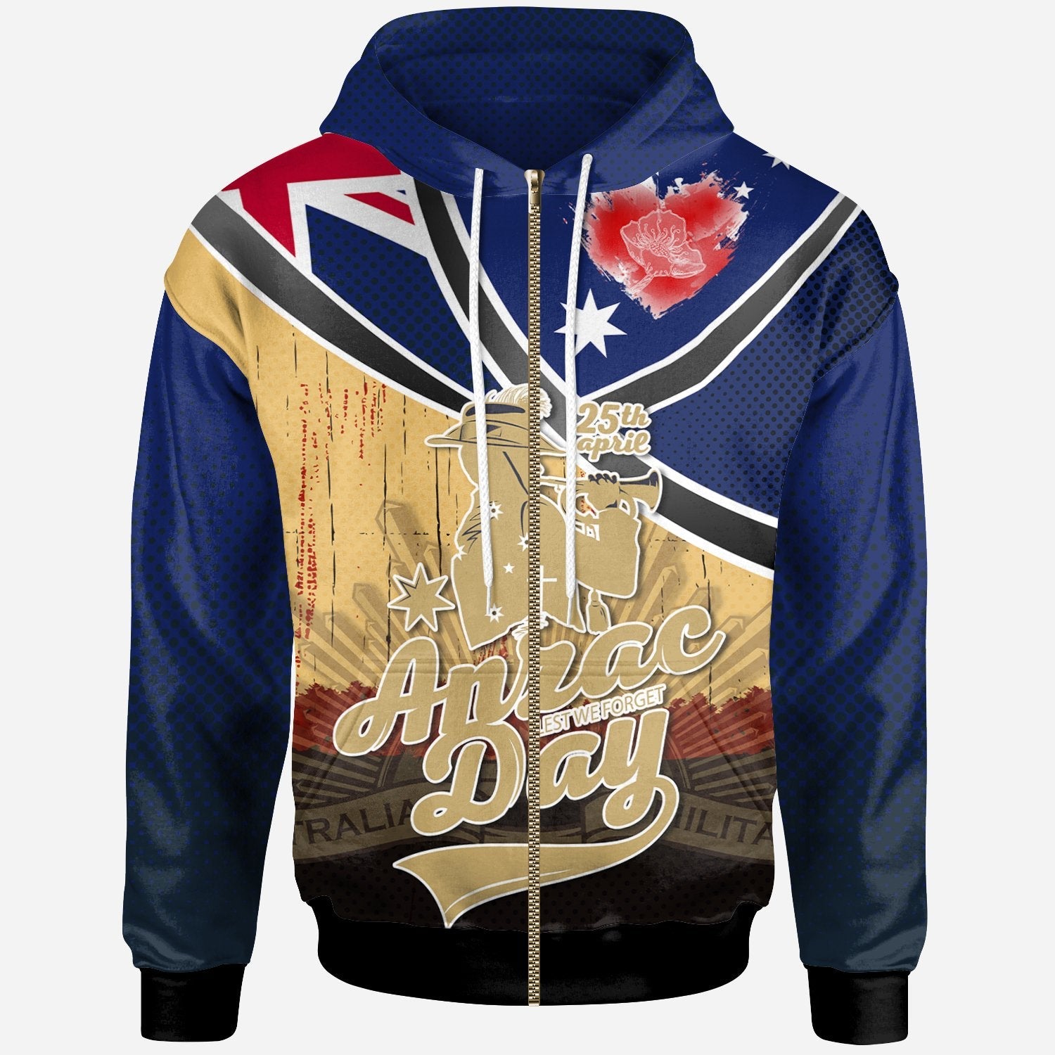 Zip Hoodies - Anzac Lest We Forget