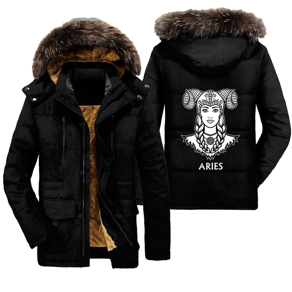 Viking Parka Jacket Zodiac Sign Aries Fantastic Princess Animation Portrait