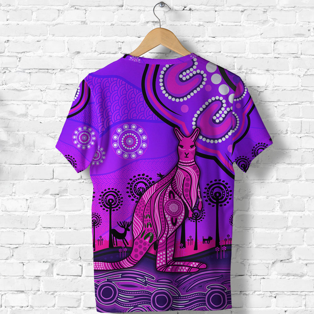 Aboriginal Art Kangaroo TShirt Indigenous Unique - Purple