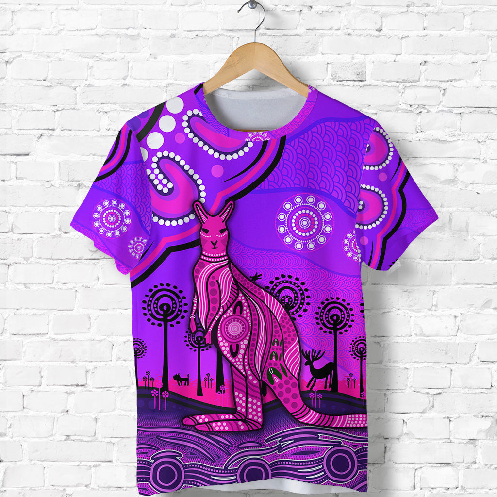 Aboriginal Art Kangaroo TShirt Indigenous Unique - Purple