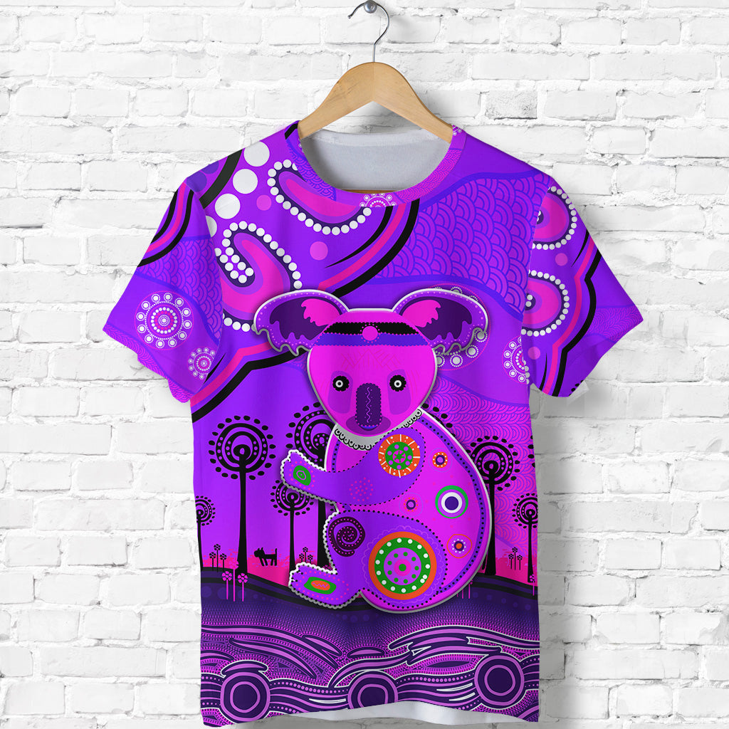 (Custom Personalised) Aboriginal Art Koala TShirt Indigenous Unique - Purple