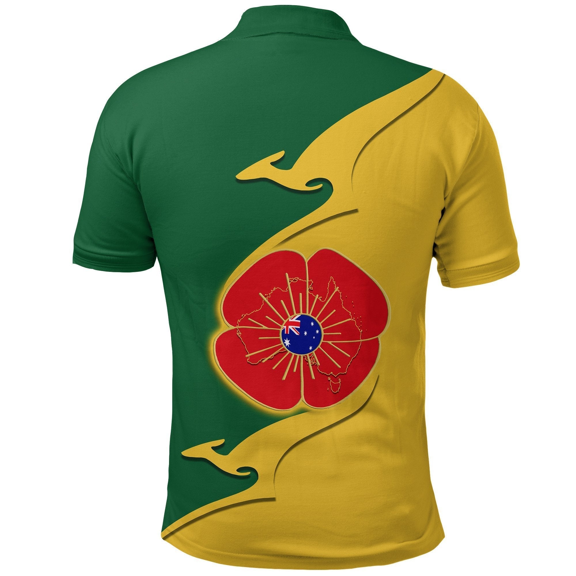 Anzac Polo - Lest We Forget Poppy Map Kangaroo Polo Shirt