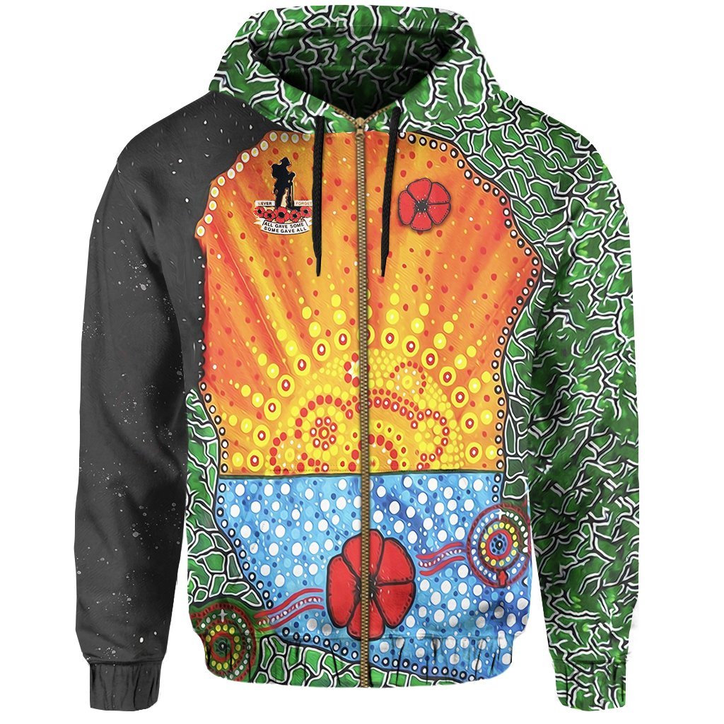 Anzac Day Zip Hoodie - Lest We Forget Poppy