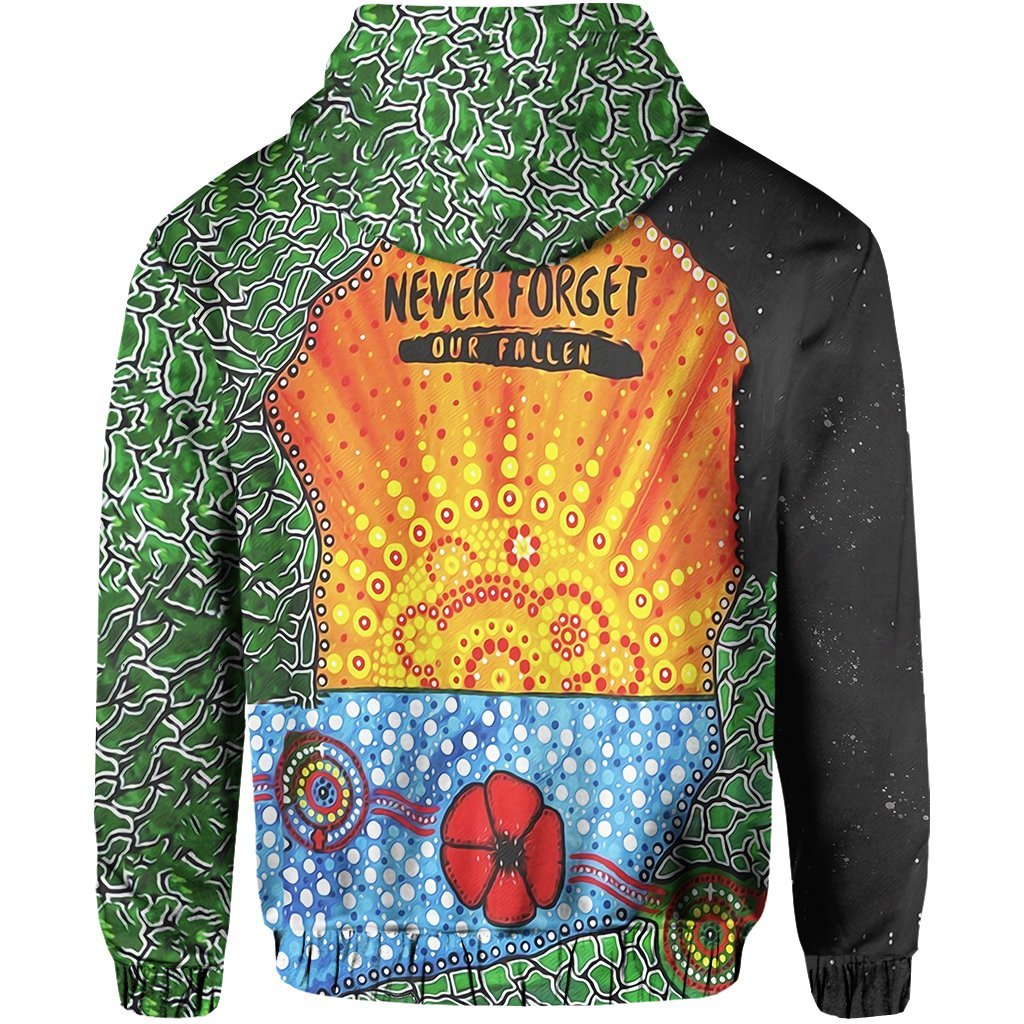 Anzac Day Zip Hoodie - Lest We Forget Poppy