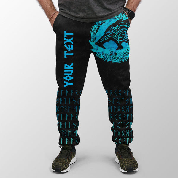 Custom Viking Jogger Fenrir Wolf Cyan