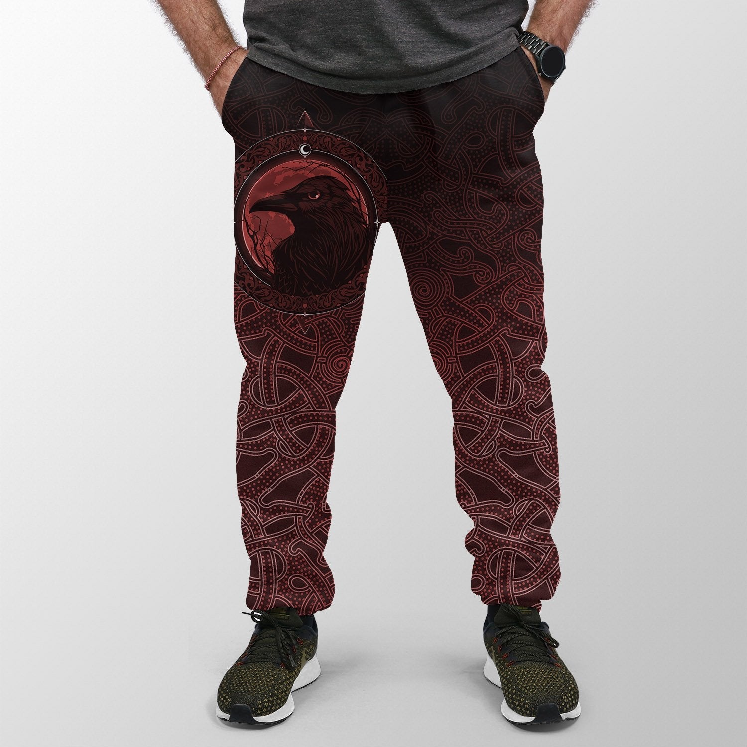 Viking Jogger Ethnic Odin Raven Red