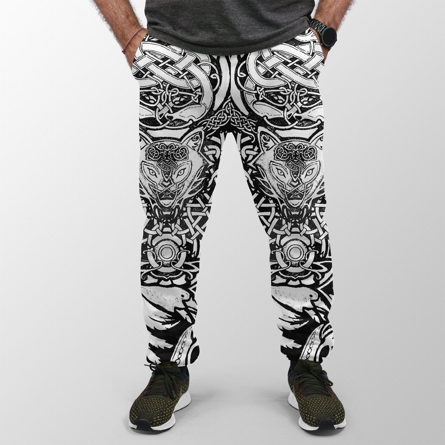 Viking Jogger Wolf and Viking Tattoo 3D