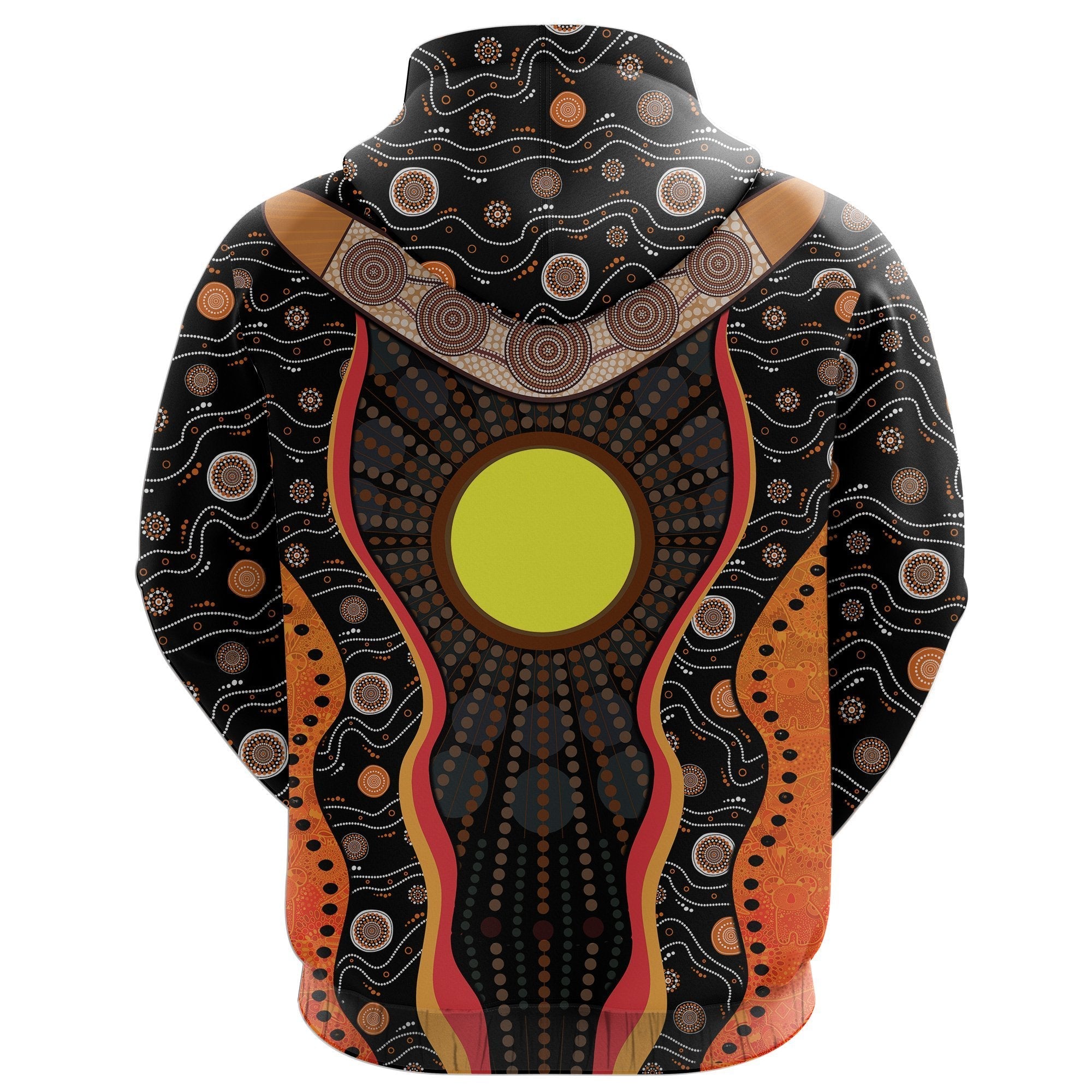 Aboriginal Zip Hoodie - Koala Boomerang Patterns Sun Dot Painting