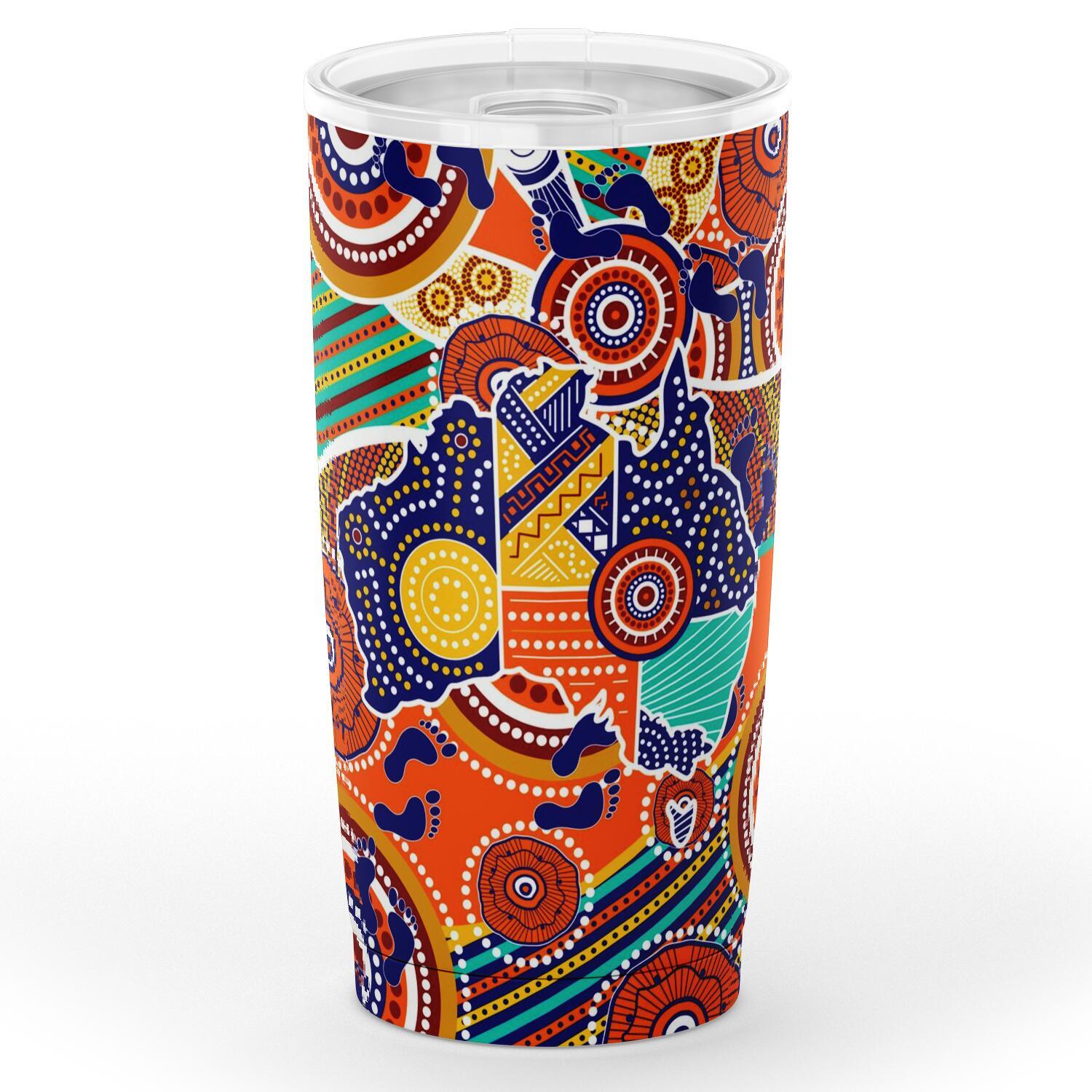 Aboriginal Insulated Tumbler - Australian Map Dot Painting