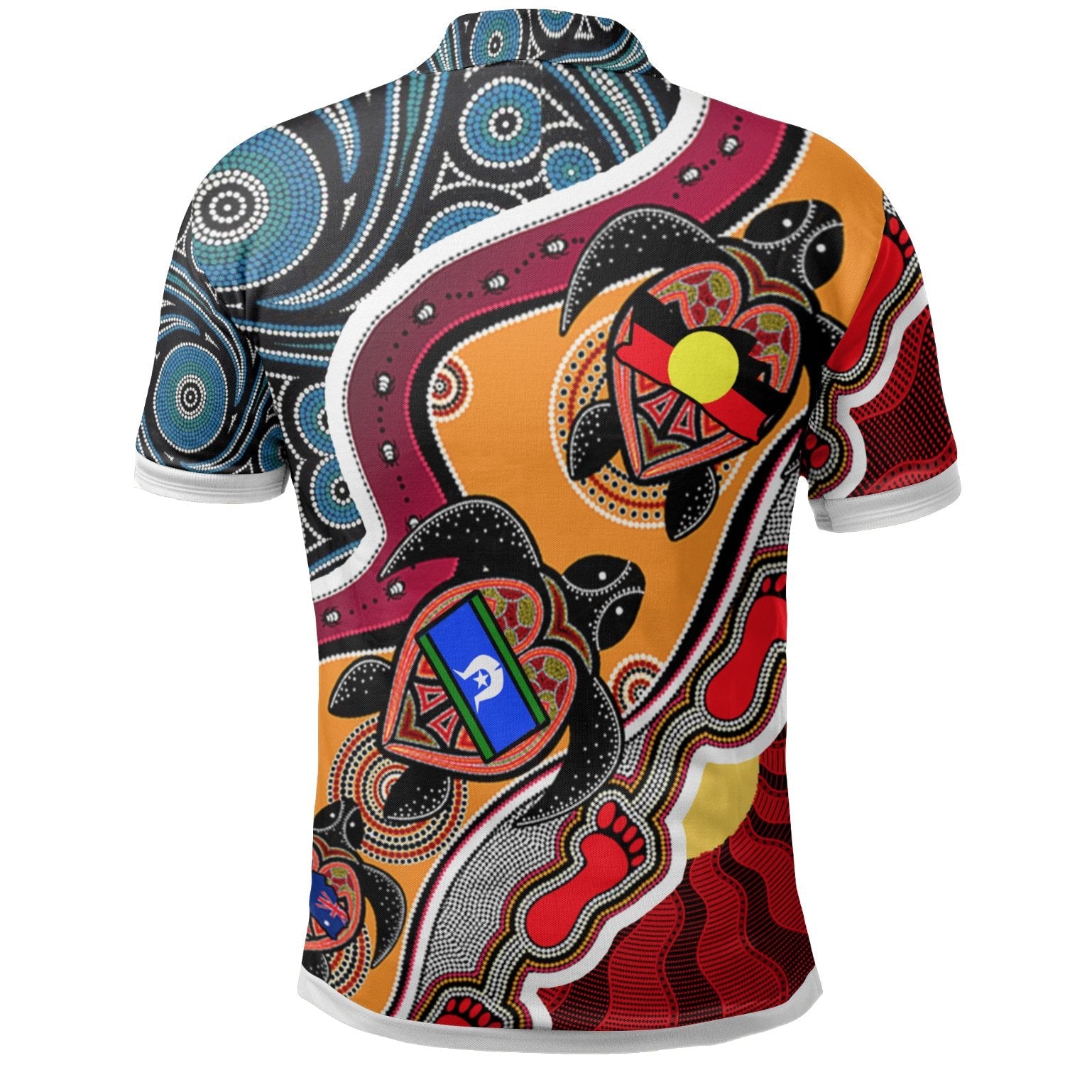 Aboriginal Polo - (Custom Text) Australia Aboriginal Dots With Turtle and NAIDOC Flags Polo Shirt