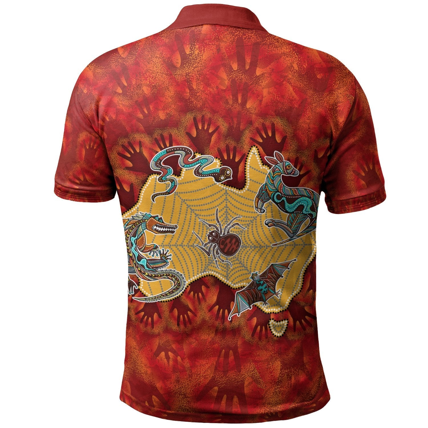 Aboriginal Polo - Australia Map Hand Patterns Spider Web Polo Shirt