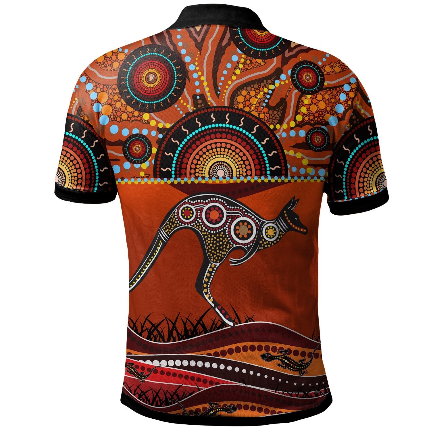 Aboriginal Polo - Kangaroo With Dot Painting Polo Shirt