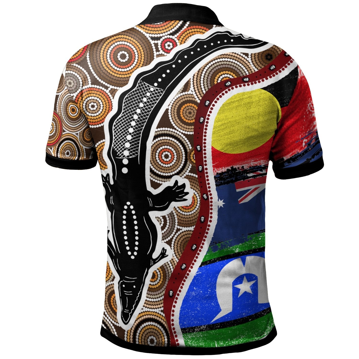 Aboriginal Polo - Australian Aboriginal Crocodile With NAIDOC Flags Polo Shirt