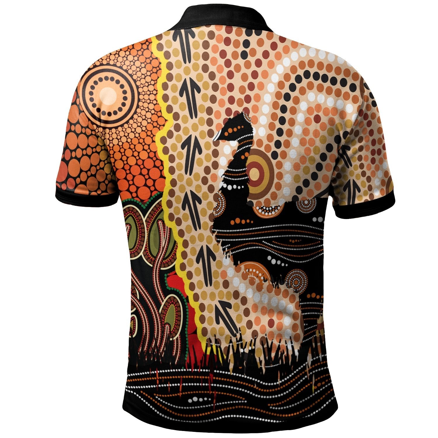 Aboriginal Polo - Australian Aboriginal Sun and Emu Polo Shirt