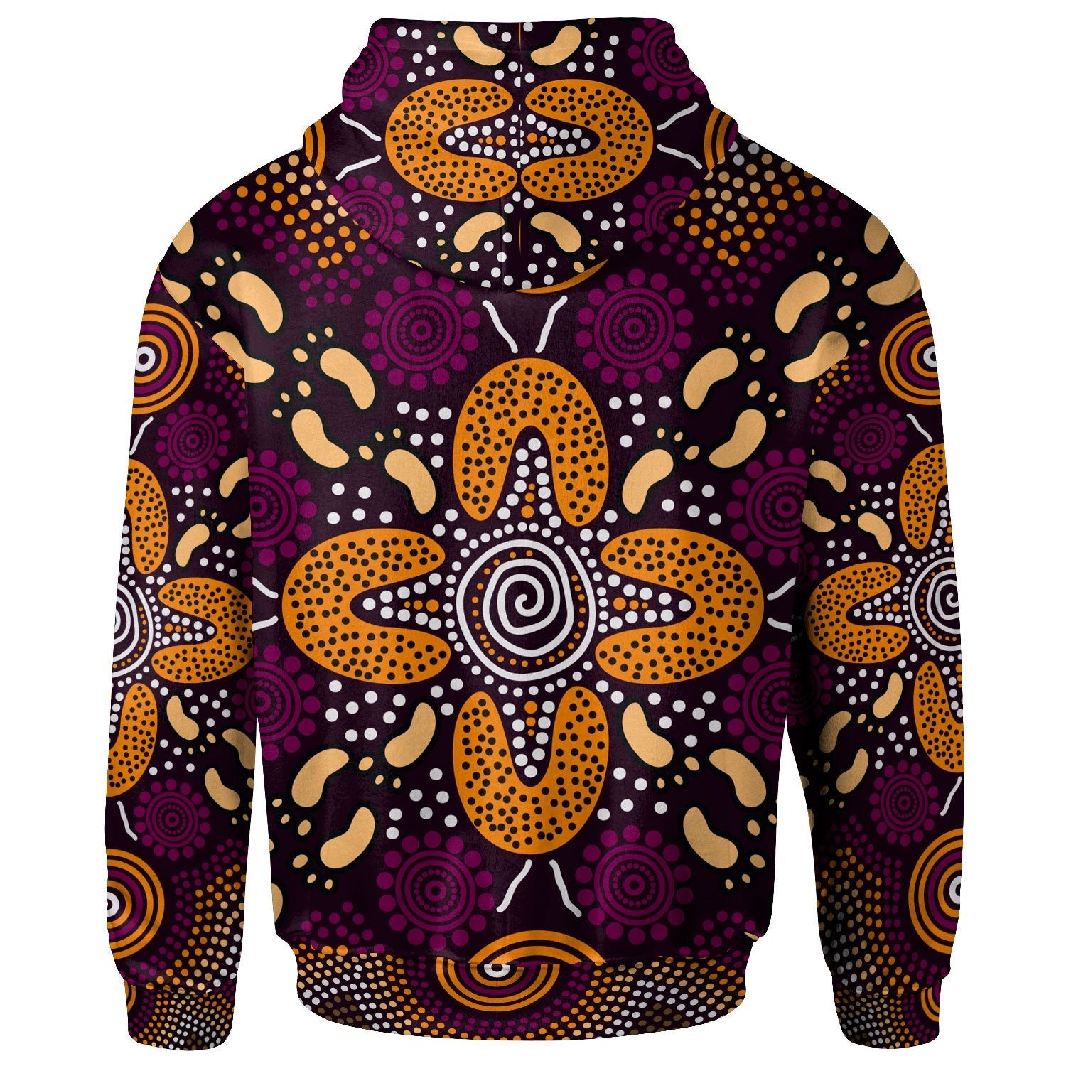 Aboriginal Zip Hoodie - Flowers Dot Panting Art