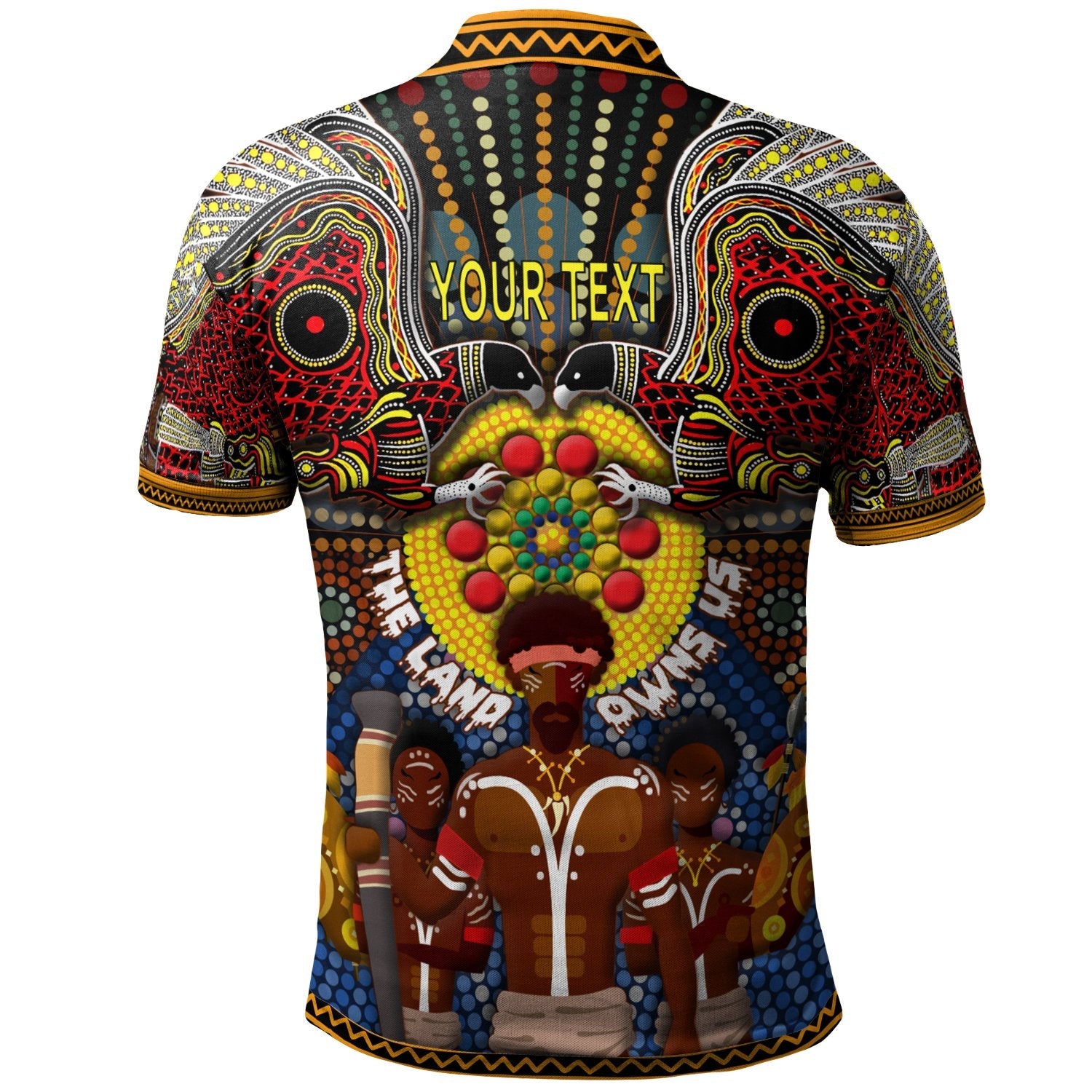 Aboriginal Polo - (Custom Text) The Land Owns Us Aboriginal Polo Shirt