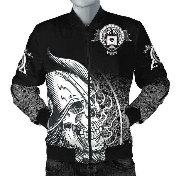 Skull Viking Bomber Jacket Ornate pattern