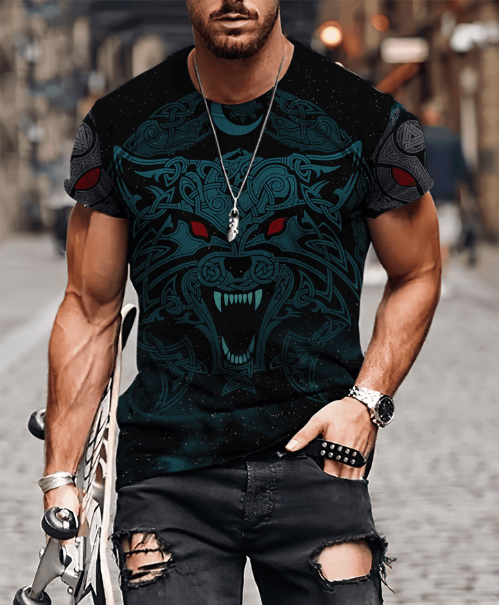 Viking T-Shirt Wolf Viking 3D