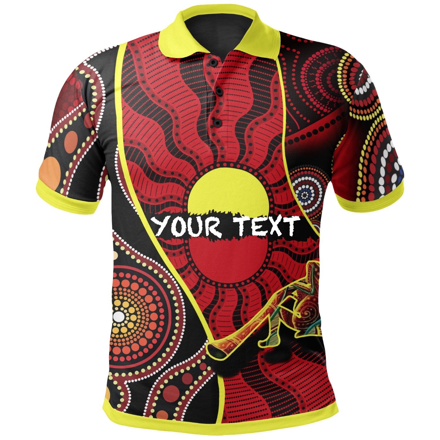 Aboriginal Polo - (Custom Text) Australia Aboriginal Dots With Didgeridoo Polo Shirt