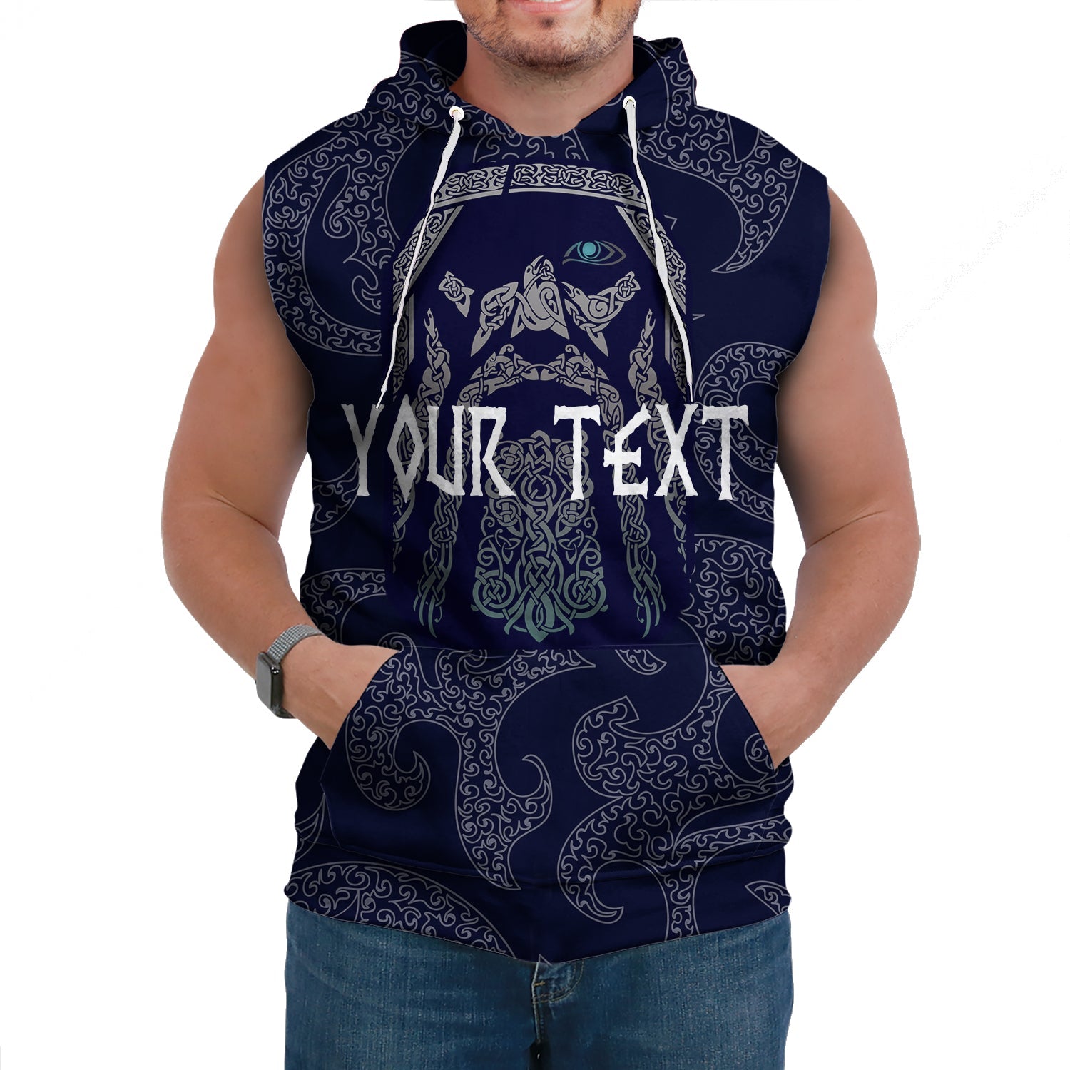 Custom Viking Sleeveless Hoodies Odin God Tattoo