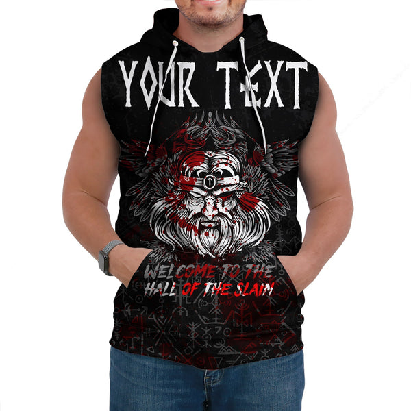 Custom Viking Sleeveless Hoodie Odin Blood